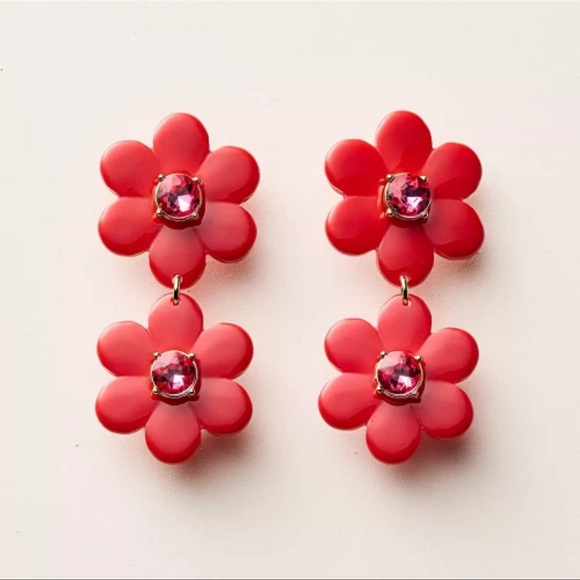 NEW Kate Spade New York x Target Red Floral Linear Earrings - Picture 1 of 2
